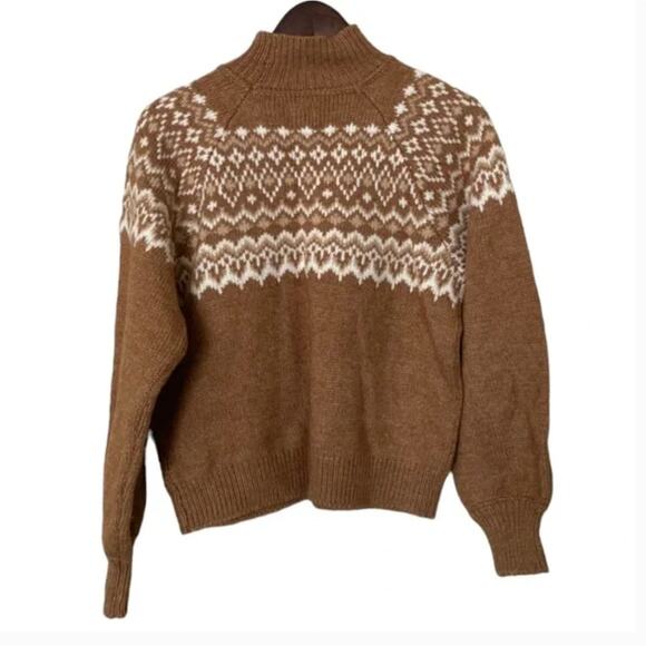 NWT Gap Tan Cozy Fair Isle Wool Sweater Sz S - Picture 4 of 4